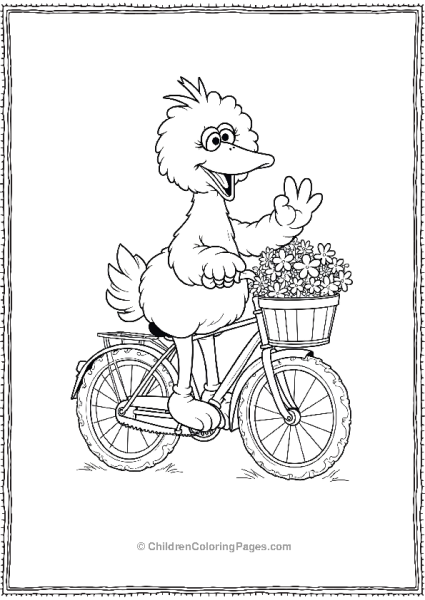 Sesame Street Big Bird Bicycle Ride With Flowers Free PDF Printable