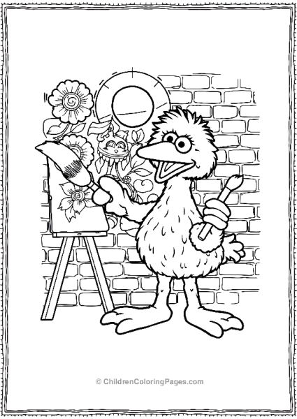 Sesame Street Big Bird Painting Flowers Free PDF Printable