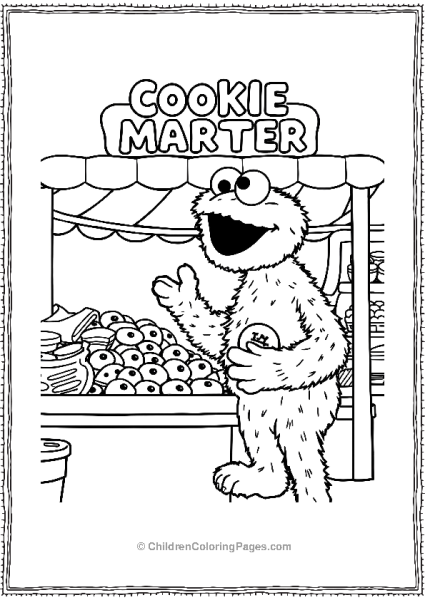 Sesame Street Cookie Monster At The Cookie Marter  Free PDF Printable