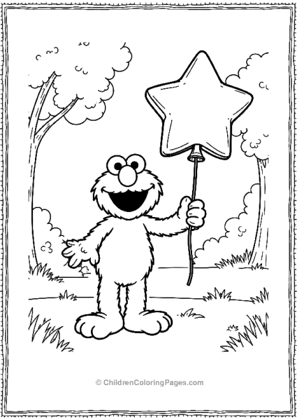 Sesame Street Cookie Monster Holding A Star Balloon Free PDF Printable