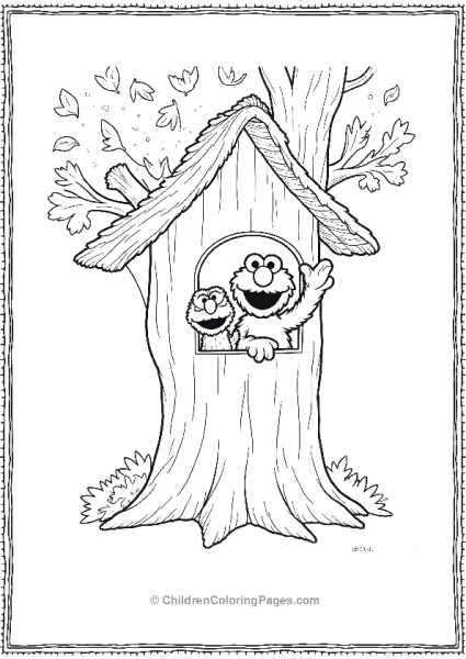 Sesame Street Elmo And Cookie Monster In Treehouse Free PDF Printable