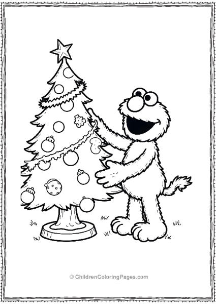 Sesame Street Elmo Decorating Christmas Tree Free PDF Printable