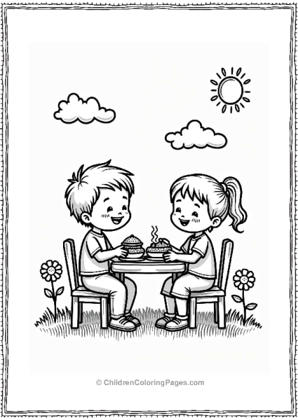 Siblings Sharing A Meal Free PDF Printable