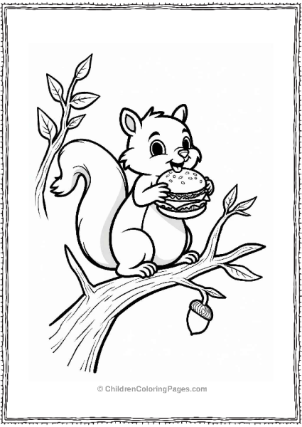 Silly Squirrel Enjoying A Burger Free PDF Printable