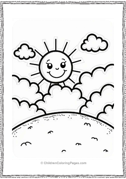 Silly Sun Peeking From Fluffy Clouds Free PDF Printable