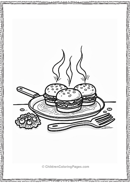 Sizzling Griddle With Juicy Burgers Free PDF Printable