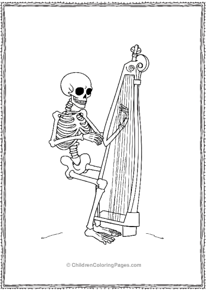 Skeleton Strumming A Giant Harp Free PDF Printable