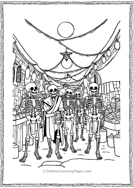 Skeletons Walking Through Market In Coco Free PDF Printable