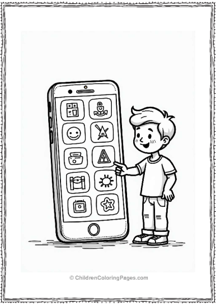 Smartphone With Fun Apps And Happy Child Free PDF Printable