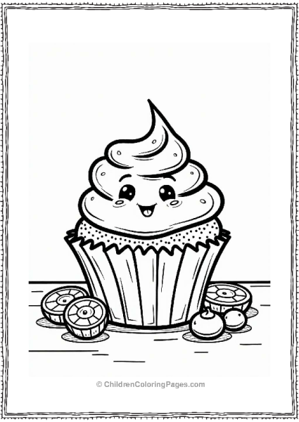 Smiling Cupcake With Toppings Free PDF Printable