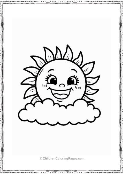 Smiling Sun Character With Fluffy Clouds Free PDF Printable