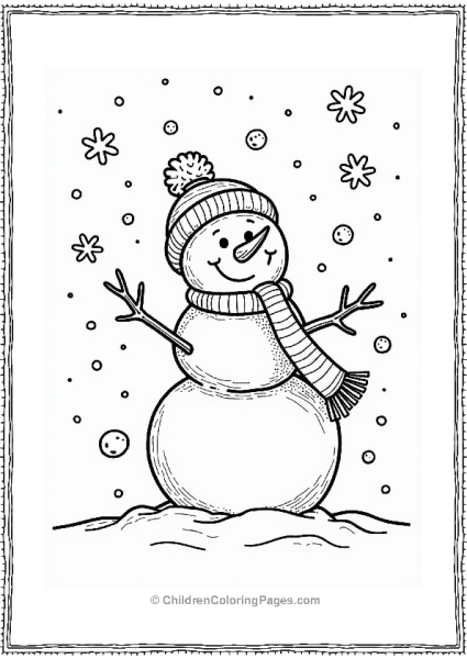 Snowy Scene With Snowman Free PDF Printable