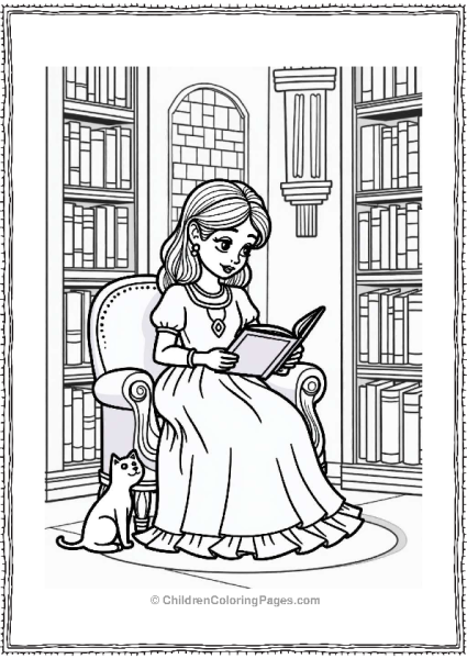 Sophia In The Library With A Cat Free PDF Printable