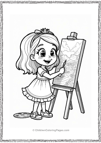 Sophia Painting A Colorful Landscape Free PDF Printable