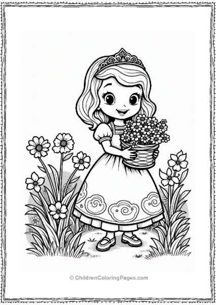 Sophia Picking Flowers In Her Garden Free PDF Printable