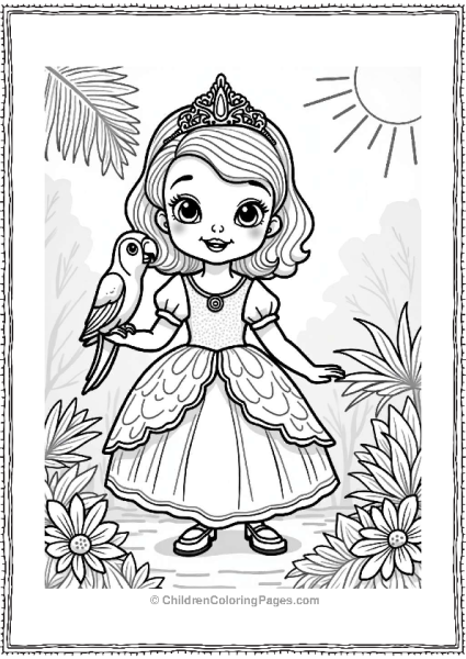 Sophia And Her Parrot In A Tropical Scene Free PDF Printable