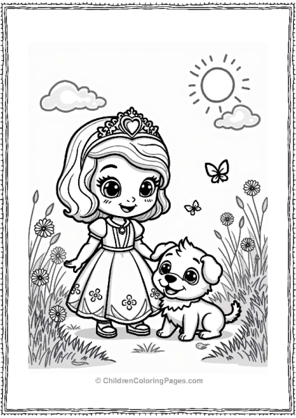 Sophia And The Playful Puppy In A Sunny Meadow Free PDF Printable