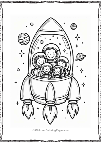 Space Family In A Rocket Free PDF Printable