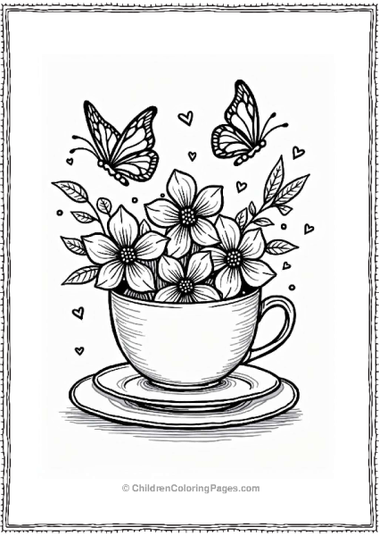 Spring Blossom Latte Coloring Page Free PDF Printable