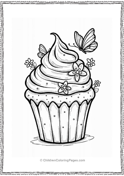 Spring Cupcake Delight With Flowers And Butterflies Free PDF Printable