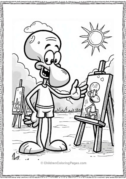 Squidward At The Art Fair Free PDF Printable