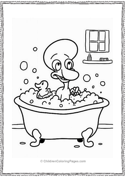 Squidward Enjoying A Bubble Bath Free PDF Printable