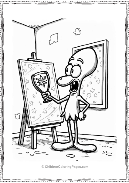 Squidward Holding His Art Award Free PDF Printable