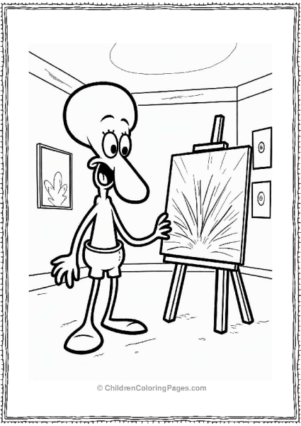 Squidward In An Art Gallery Free PDF Printable