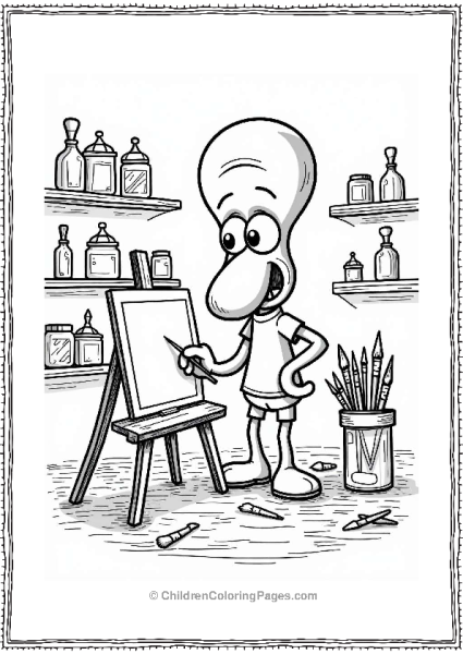 Squidward In His Art Studio Free PDF Printable