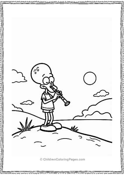 Squidward Playing Clarinet At Sunset Free PDF Printable