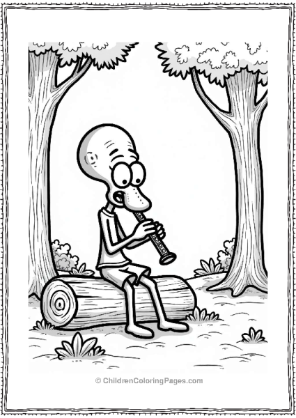 Squidward Playing Clarinet In The Forest Free PDF Printable