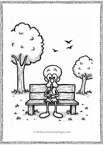 Squidward Playing Clarinet In The Park Free PDF Printable