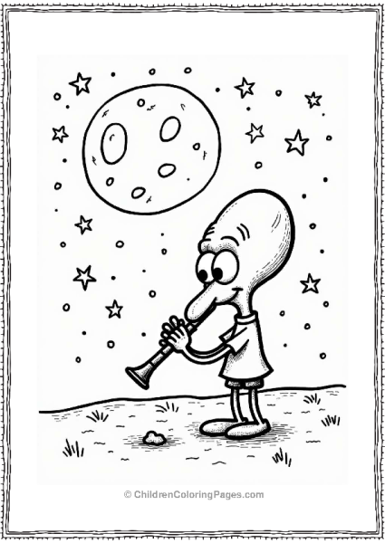 Squidward Playing Clarinet Under The Moon Free PDF Printable