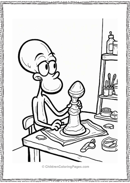 Squidward Sculpting A Clay Statue Free PDF Printable