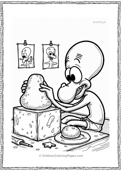 Squidward Sculpting A Statue Free PDF Printable