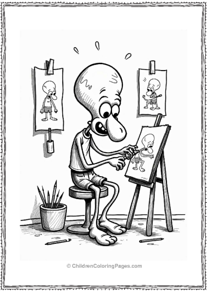 Squidward Sketching In A Notepad Free PDF Printable