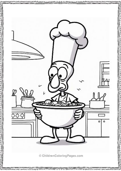 Squidward The Chef In A Colorful Kitchen Free PDF Printable