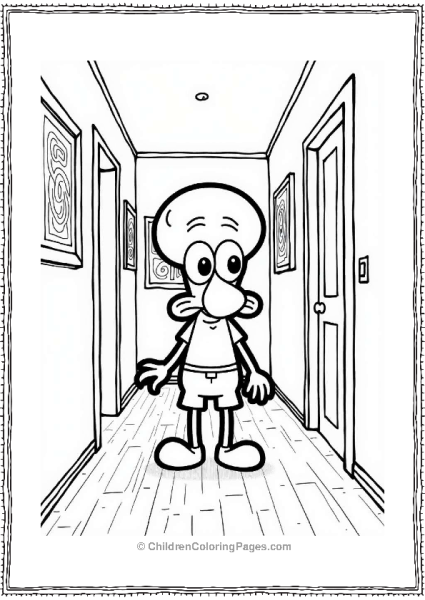 Squidward Walking In A Hallway Free PDF Printable