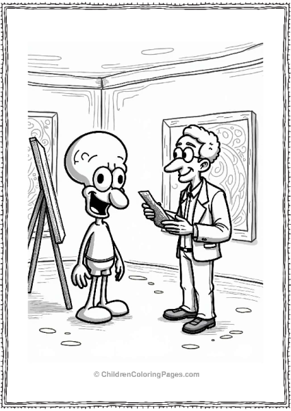 Squidward With An Art Critic Free PDF Printable