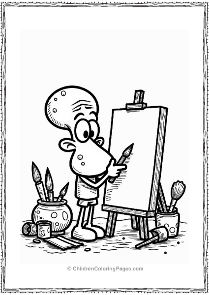 Squidward With Art Supplies Free PDF Printable