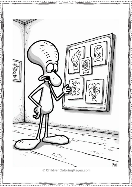 Squidward With His Art Collection Free PDF Printable