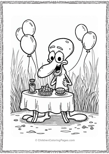 Squidward’s Joyful Garden Party Free PDF Printable