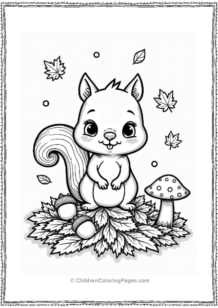 Squirrel Among Colorful Fall Leaves Free PDF Printable