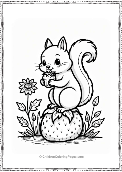 Squirrel Enjoying A Strawberry Free PDF Printable