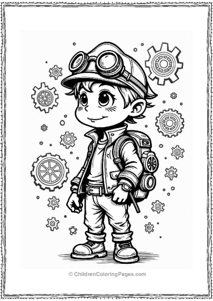 Steampunk Adventurer With Gears Free PDF Printable