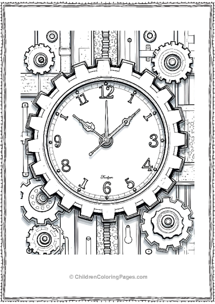 Steampunk Gear Clock With Mechanical Patterns Free PDF Printable