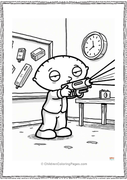 Stewie Aiming His Laser Ray Gun Free PDF Printable