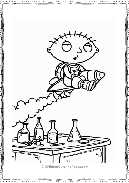 Stewie Soaring With Jetpack Free PDF Printable