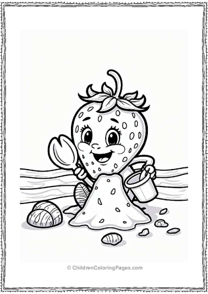 Strawberry Building A Sandcastle On The Beach Free PDF Printable