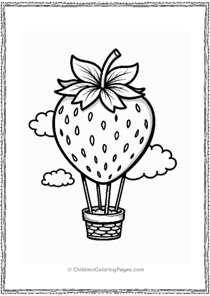 Strawberry Hot Air Balloon In The Sky Free PDF Printable